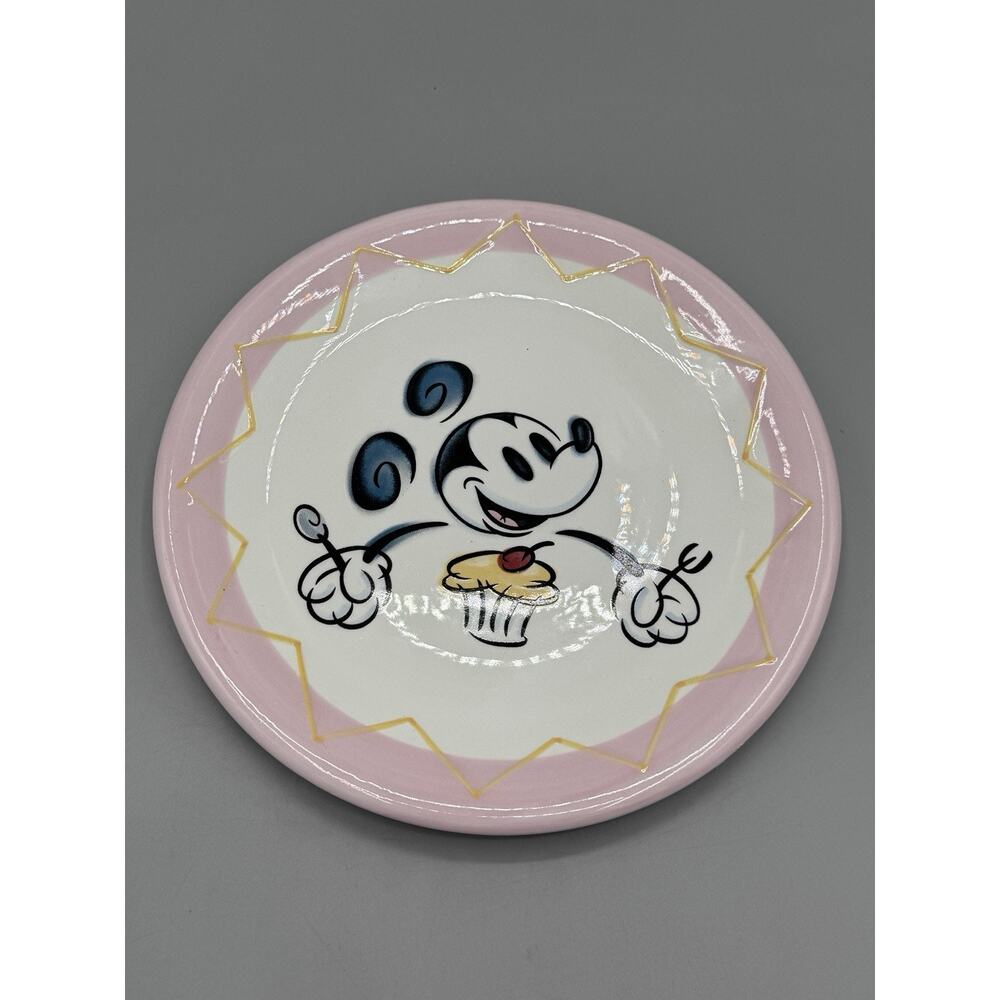 Vintage Disney Mickey Mouse Dessert Plate 8" Pink READ DESCRIPTION